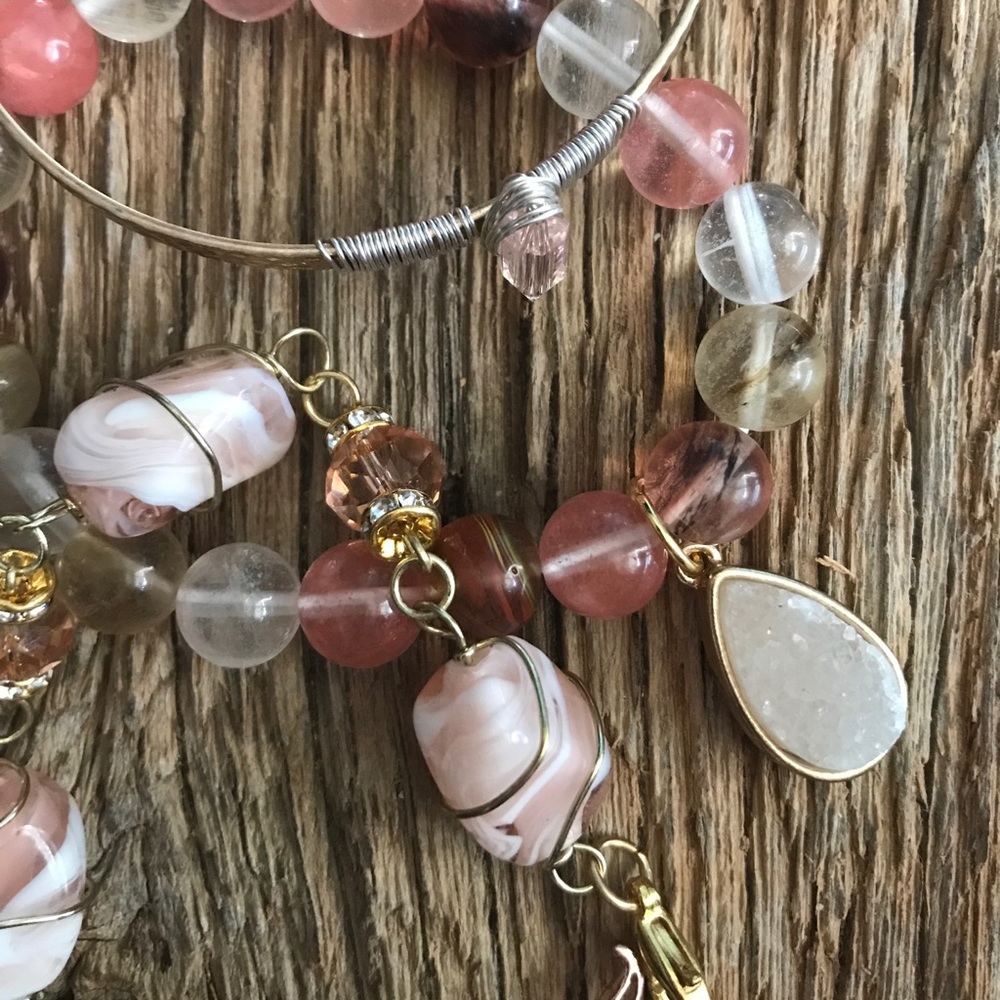 Horse Stackable Bracelet Bangle Druzy Desert Pink - image 3